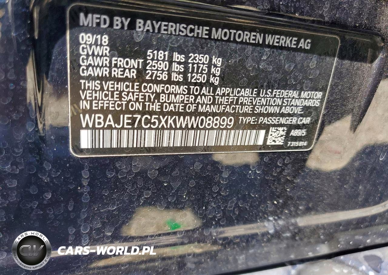 2019 BMW 540 Xi VIN:WBAJE7C5XKWW08899 - 12