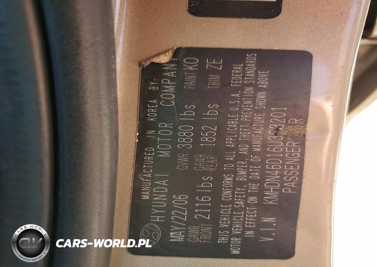2006 Hyundai Elantra Gls VIN:KMHDN46D16U363201 - 12