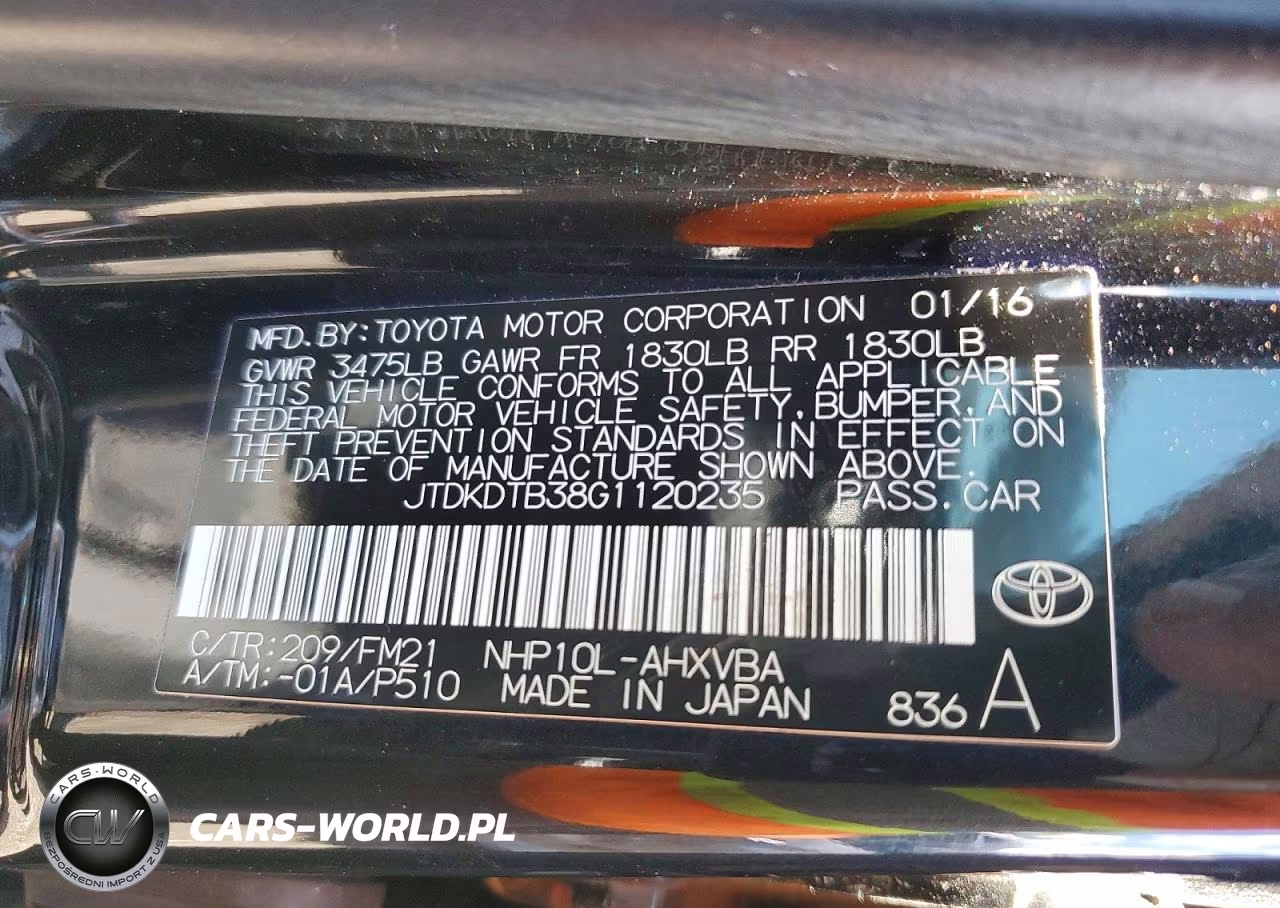 2016 TOYOTA PRIUS C VIN:JTDKDTB38G1120235 - 12