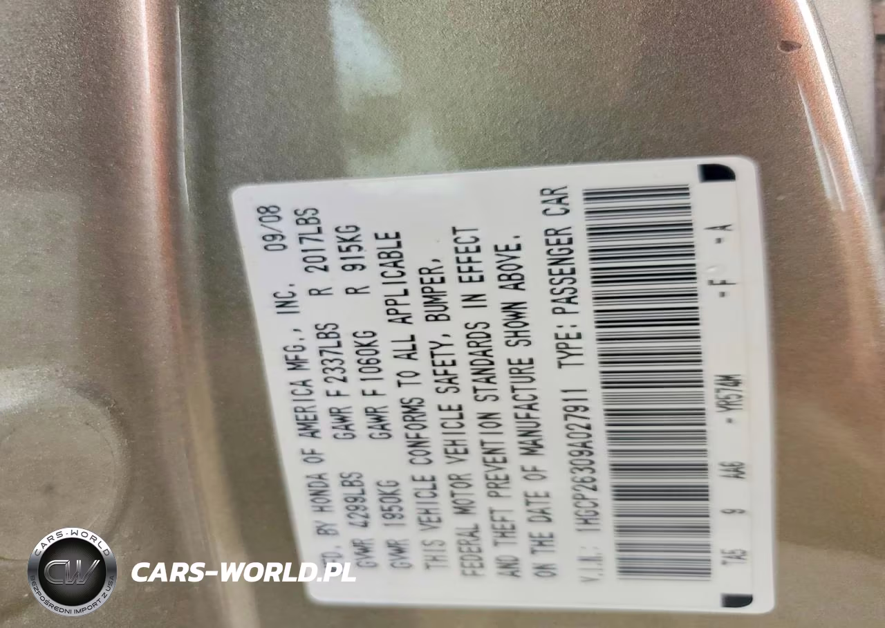 2009 Honda Accord Lx VIN:1HGCP26309A027911 - 12
