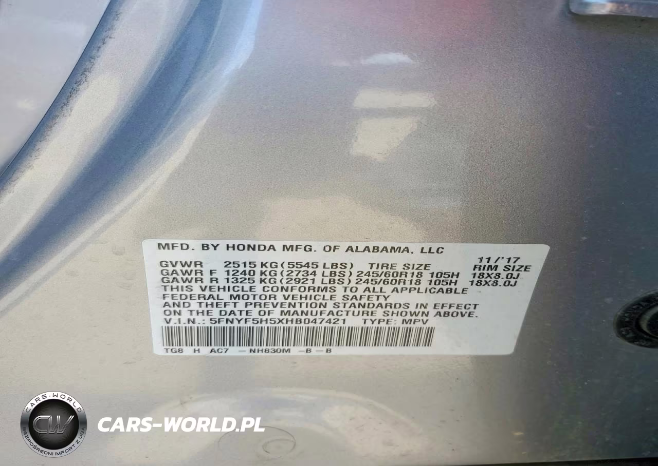 2017 Honda Pilot Exl VIN:5FNYF5H5XHB047421 - 13