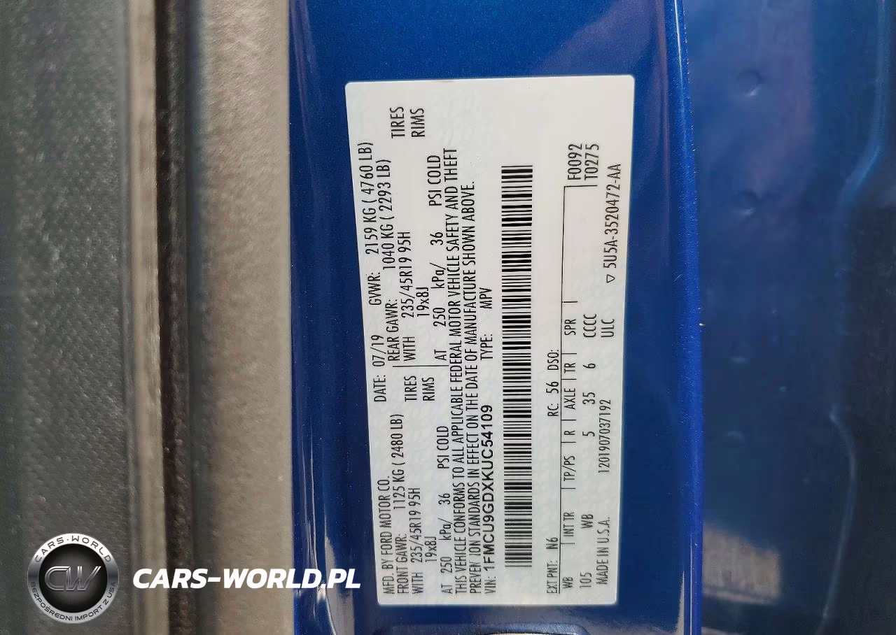 2019 Ford Escape Se VIN:1FMCU9GDXKUC54109 - 13
