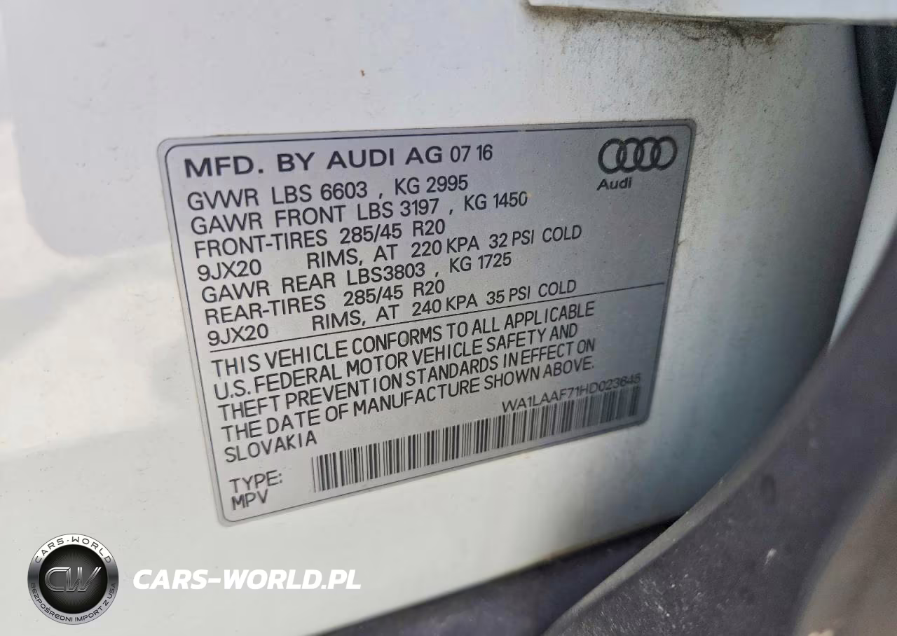 2017 Audi Q7 Premium Plus VIN:WA1LAAF71HD023645 - 13