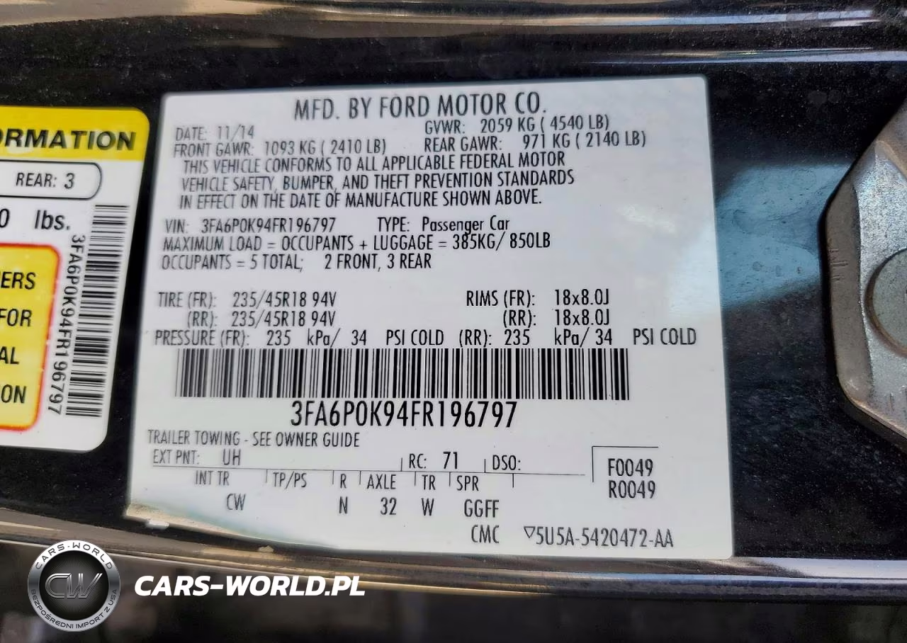 2015 Ford Fusion Titanium VIN:3FA6P0K94FR196797 - 12