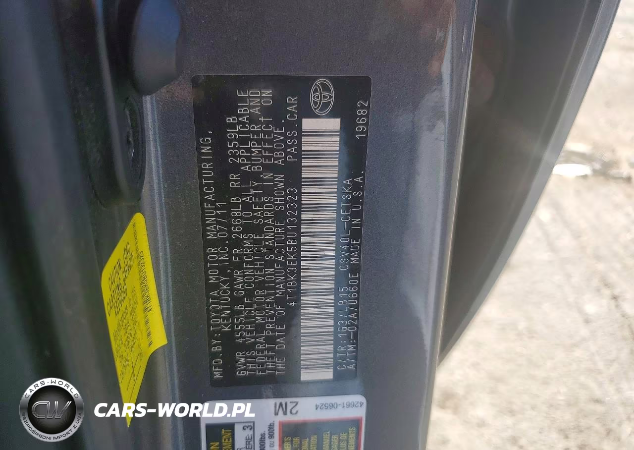2011 Toyota Camry Se V6 VIN:4T1BK3EK5BU132323 - 12