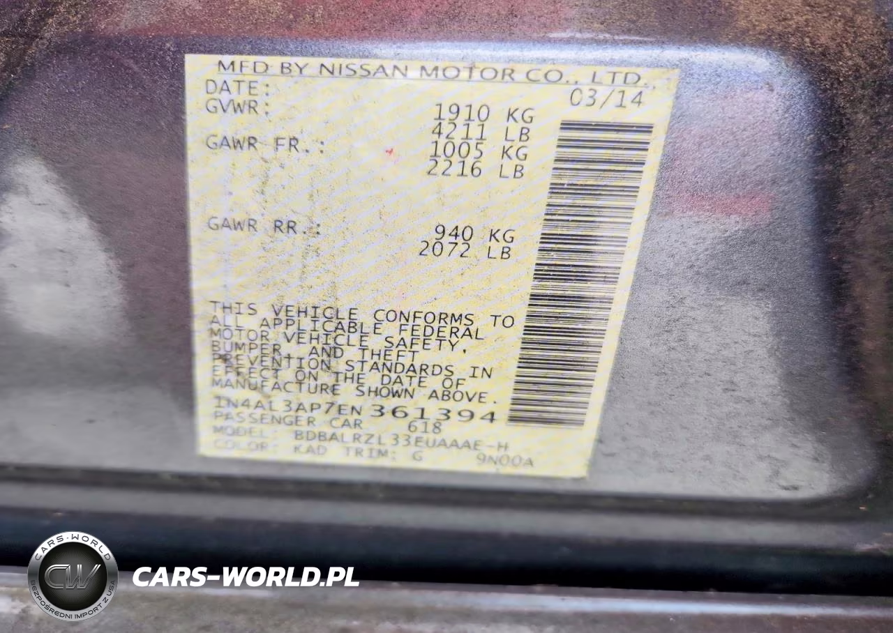 2014 Nissan Altima 2.5 S VIN:1N4AL3AP7EN361394 - 12