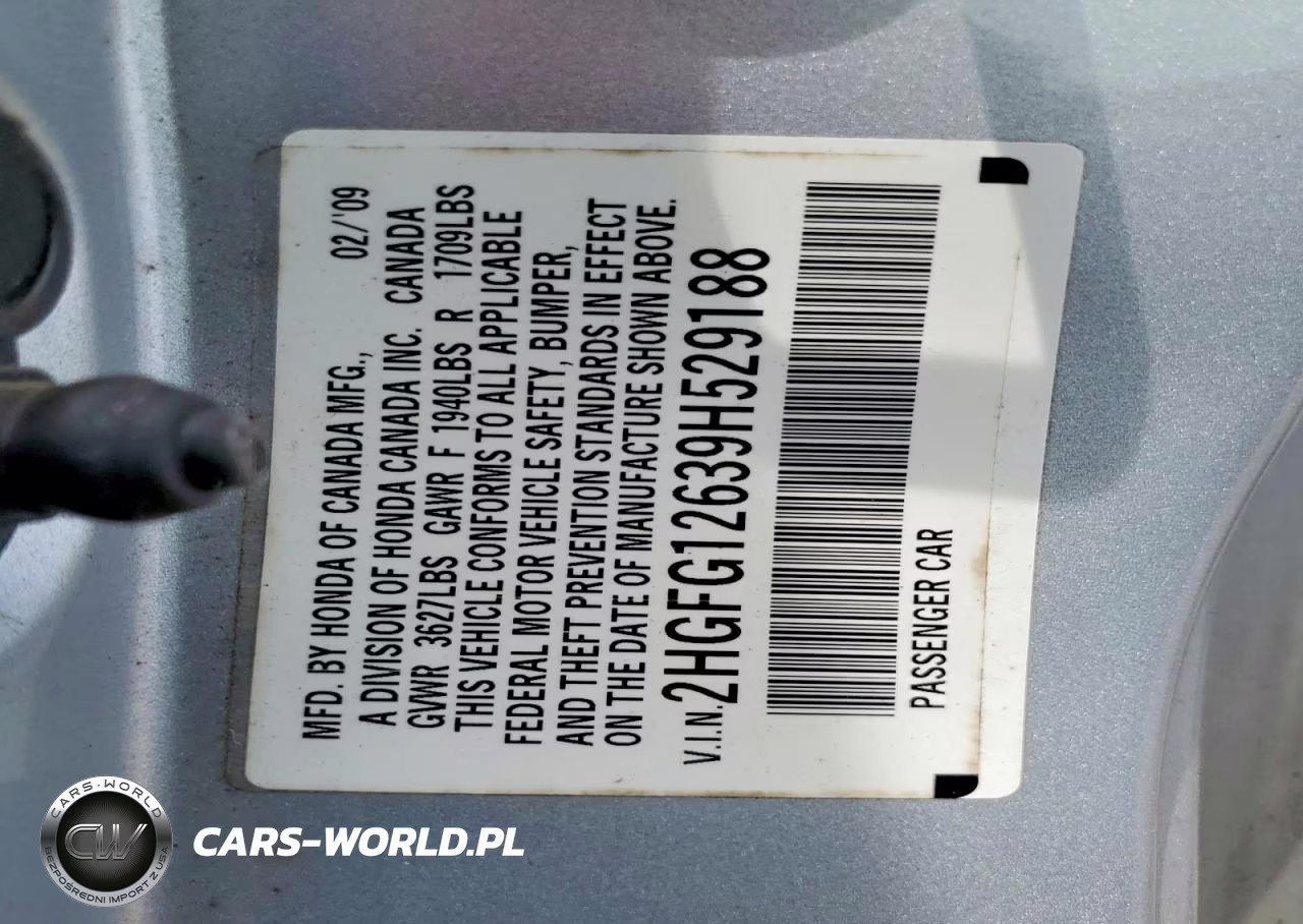 2009 Honda Civic Lx VIN:2HGFG12639H529188 - 12