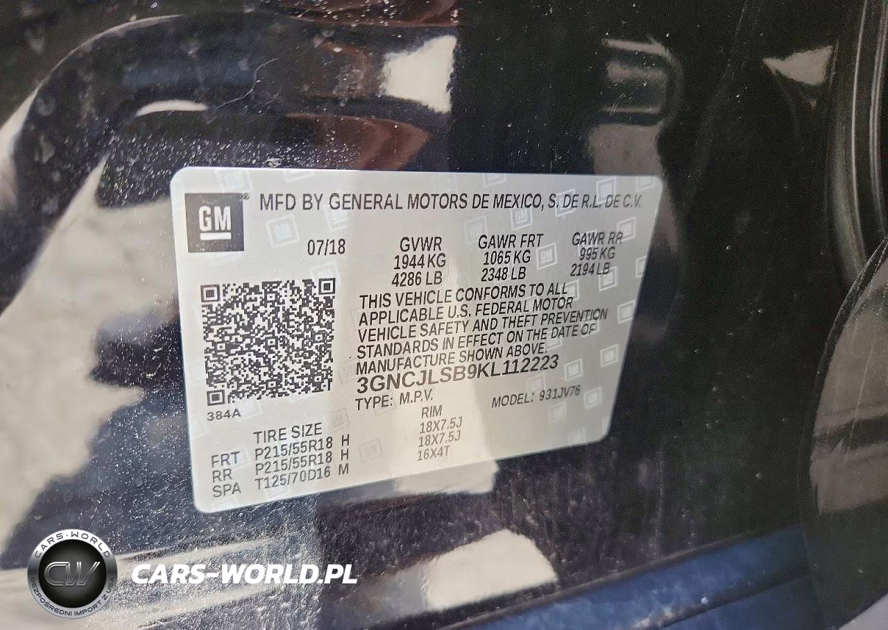 2019 Chevrolet Trax 1Lt VIN:3GNCJLSB9KL112223 - 13