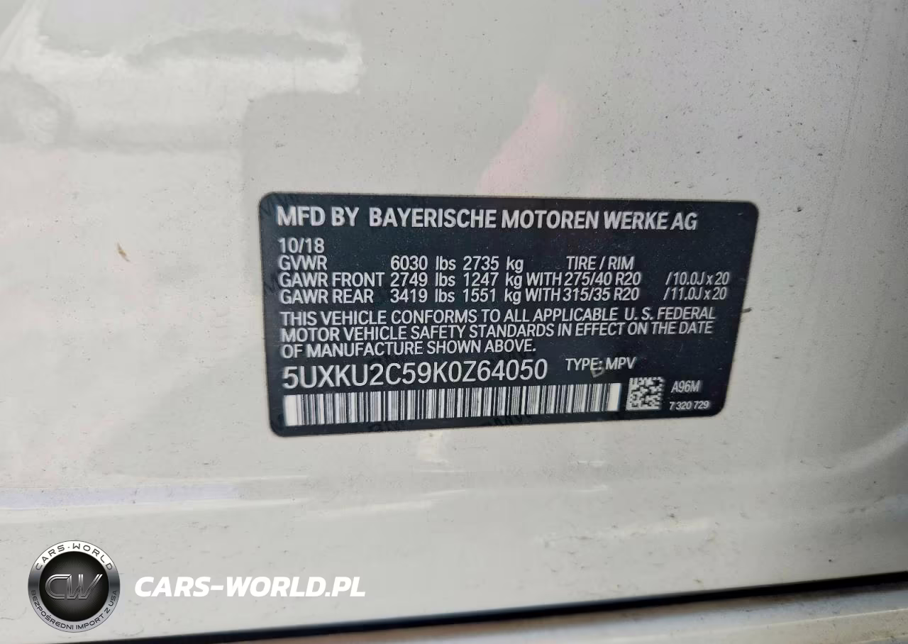 2019 BMW X6 xDrive35I VIN:5UXKU2C59K0Z64050 - 13
