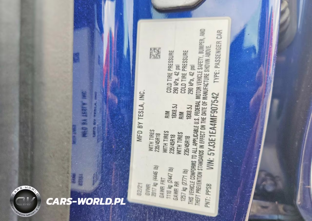 2021 Tesla Model 3 VIN:5YJ3E1EA4MF907542 - 12