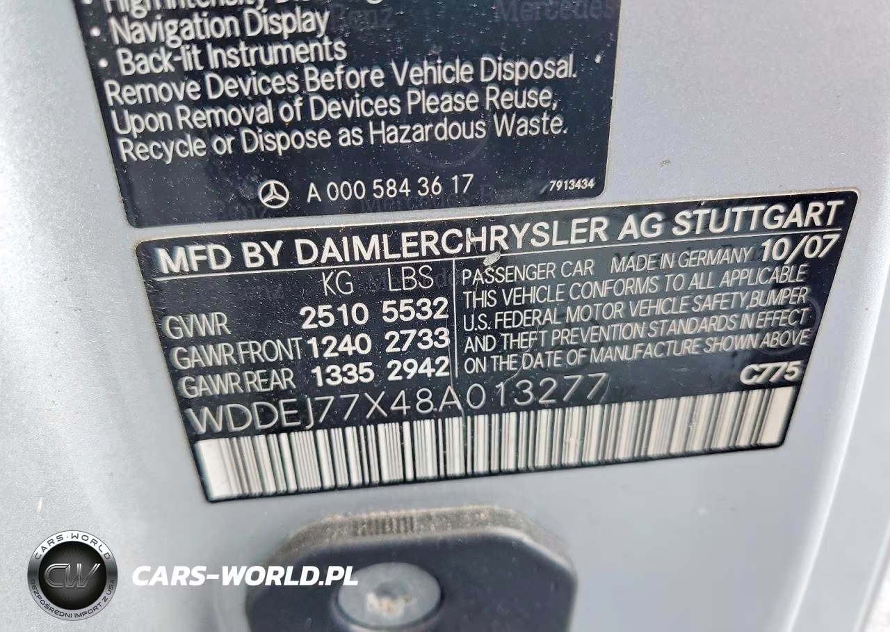 2008 Mercedes-Benz Cl 63 Amg VIN:WDDEJ77X48A013277 - 12