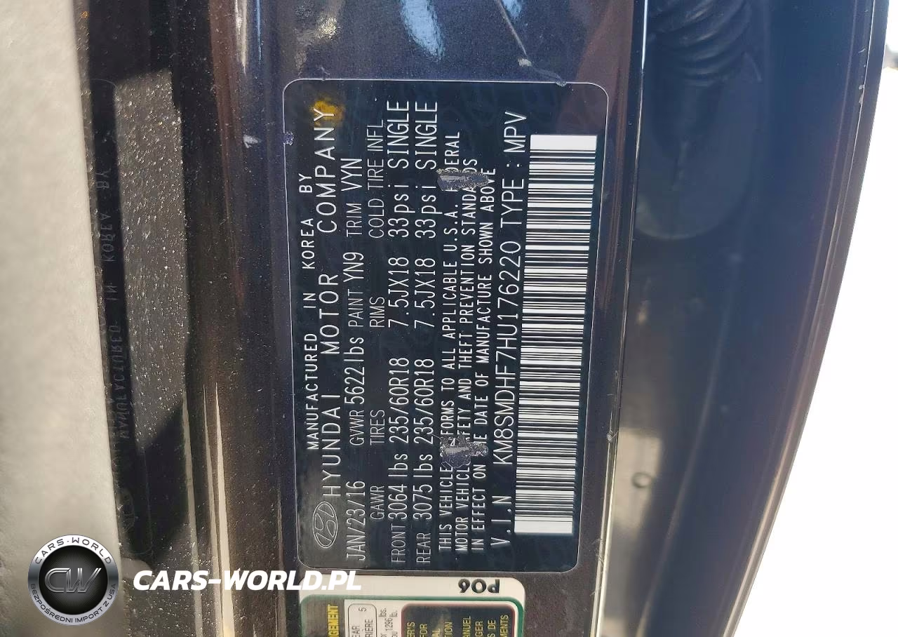 2017 Hyundai Santa Fe Se VIN:KM8SMDHF7HU176220 - 13