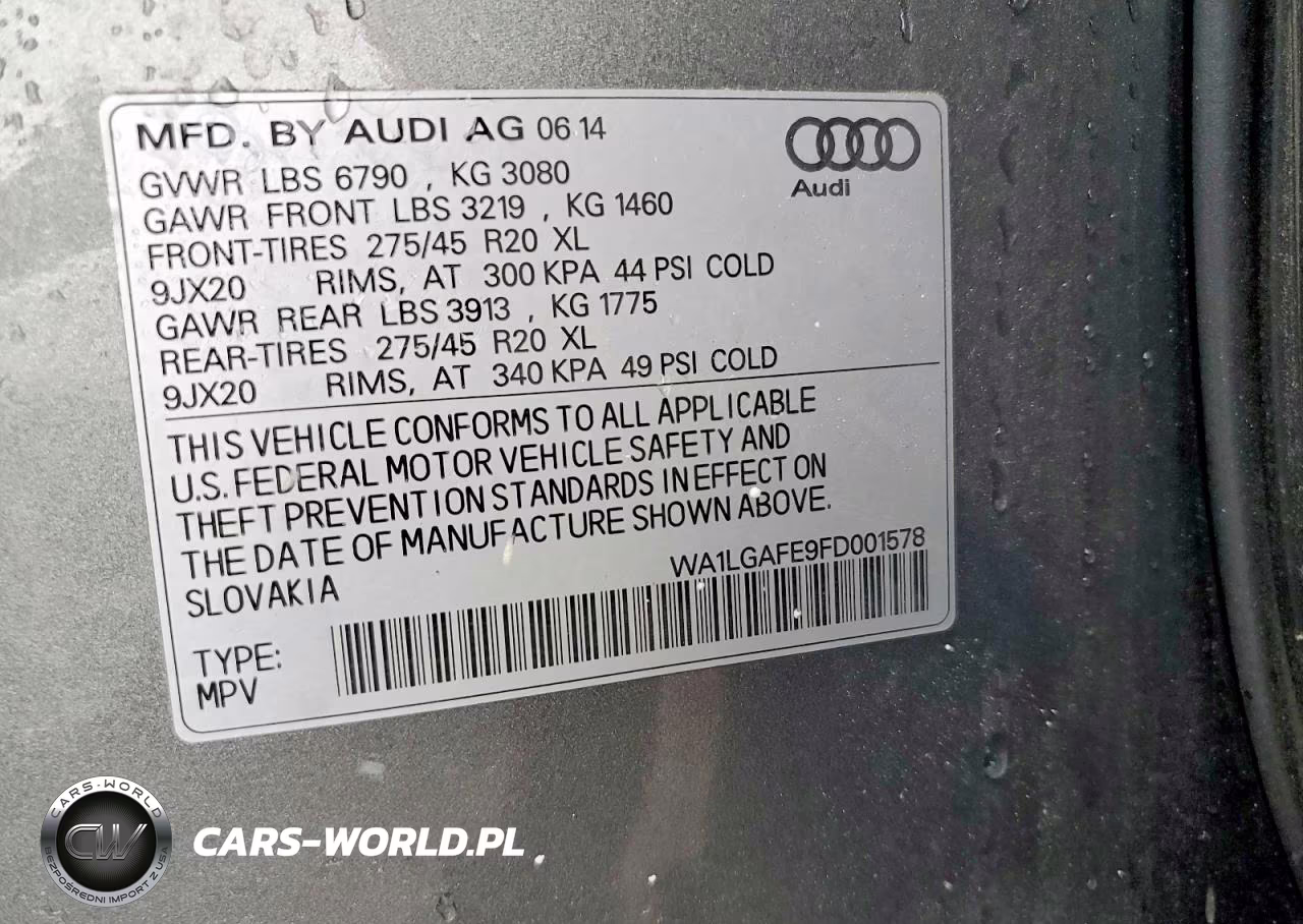 2015 Audi Q7 Premium Plus VIN:WA1LGAFE9FD001578 - 13