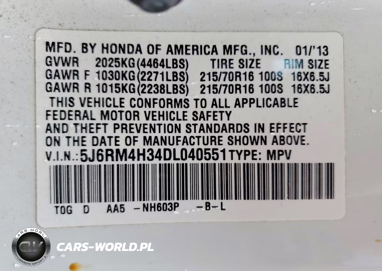 2013 Honda Cr-V Lx VIN:5J6RM4H34DL040551 - 13