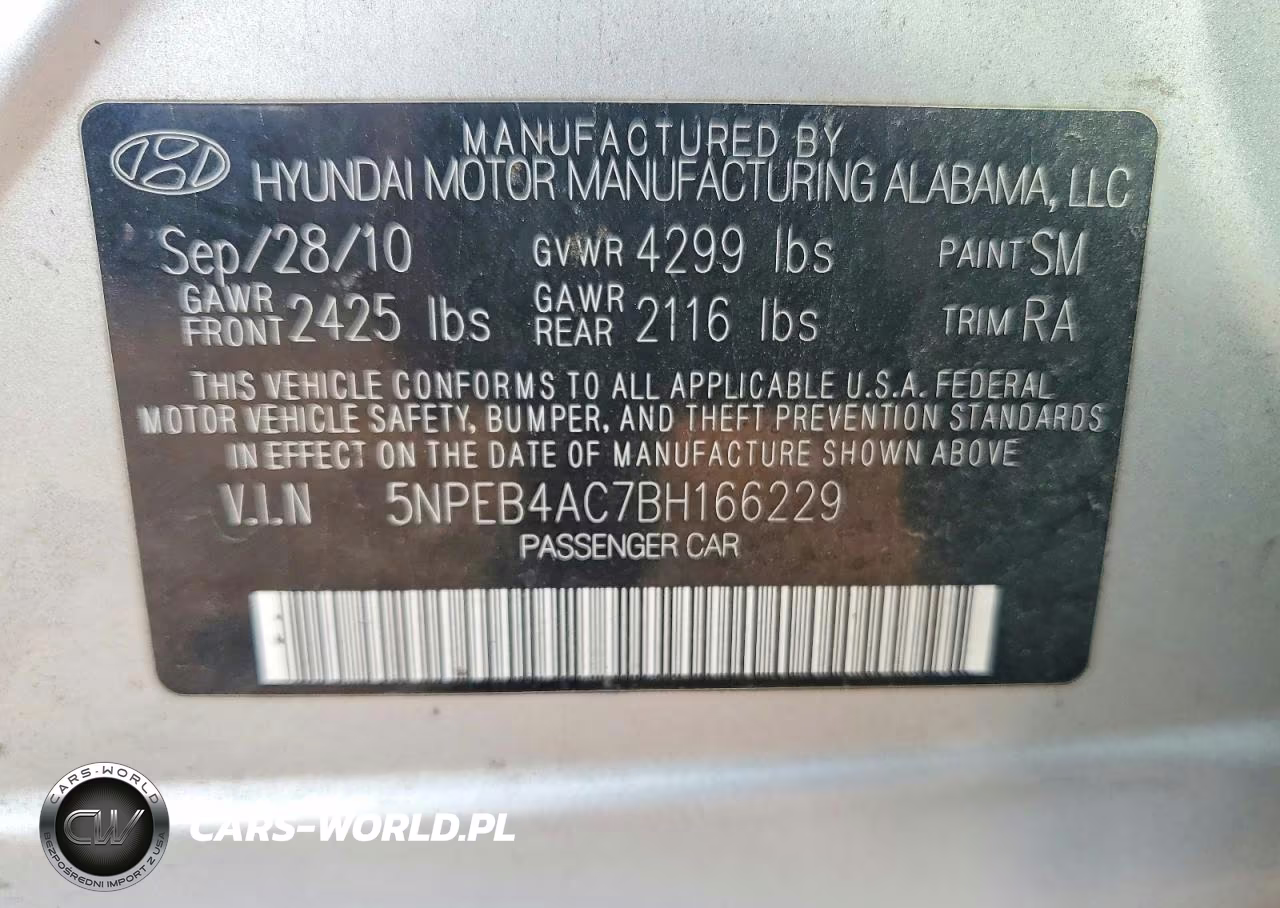 2011 Hyundai Sonata Gls VIN:5NPEB4AC7BH166229 - 12