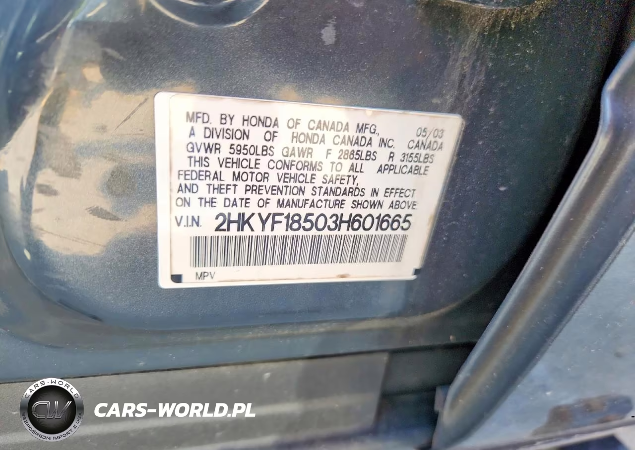 2003 Honda Pilot Exl VIN:2HKYF18503H601665 - 13