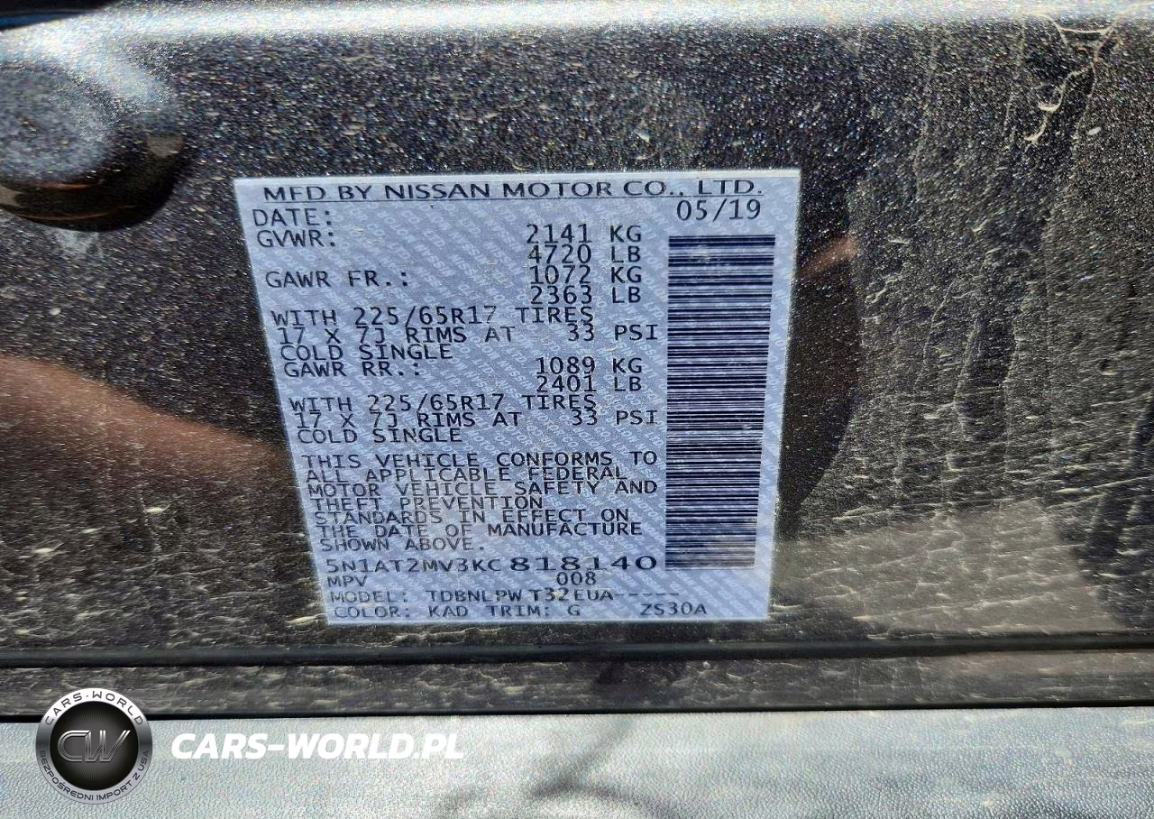 2019 Nissan Rogue S VIN:5N1AT2MV3KC818140 - 13