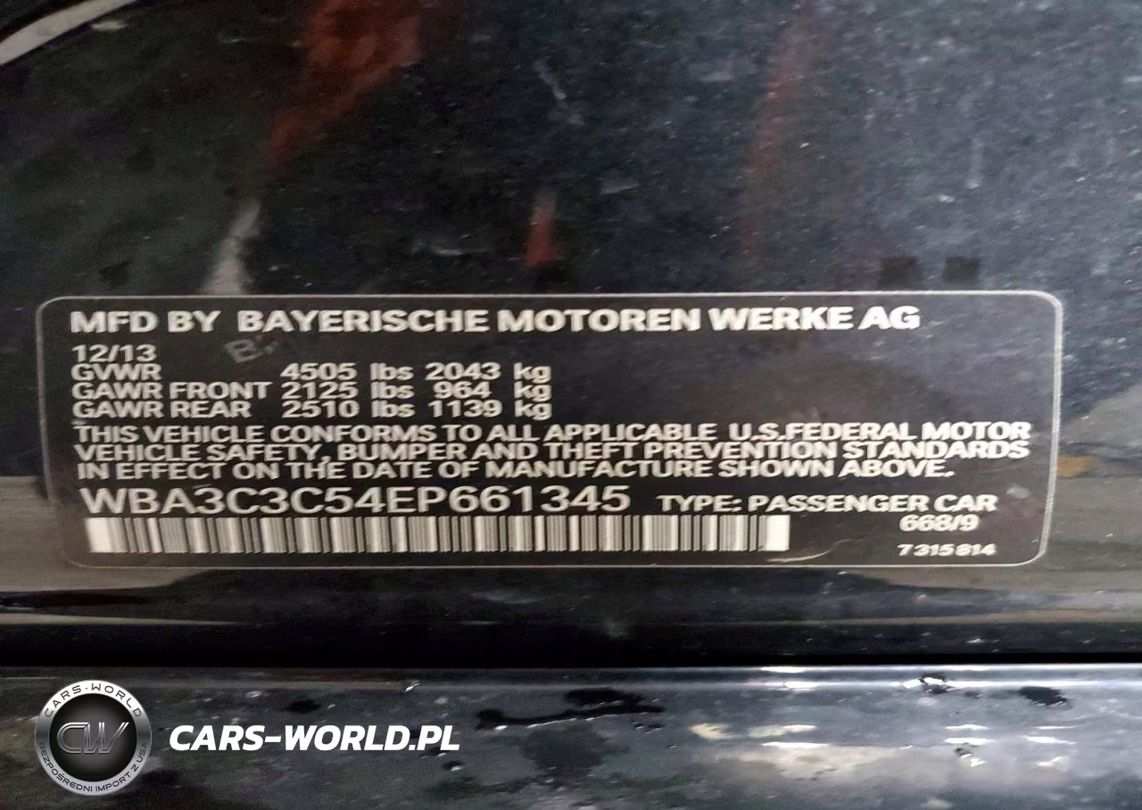 2014 BMW 320 I xDrive VIN:WBA3C3C54EP661345 - 12