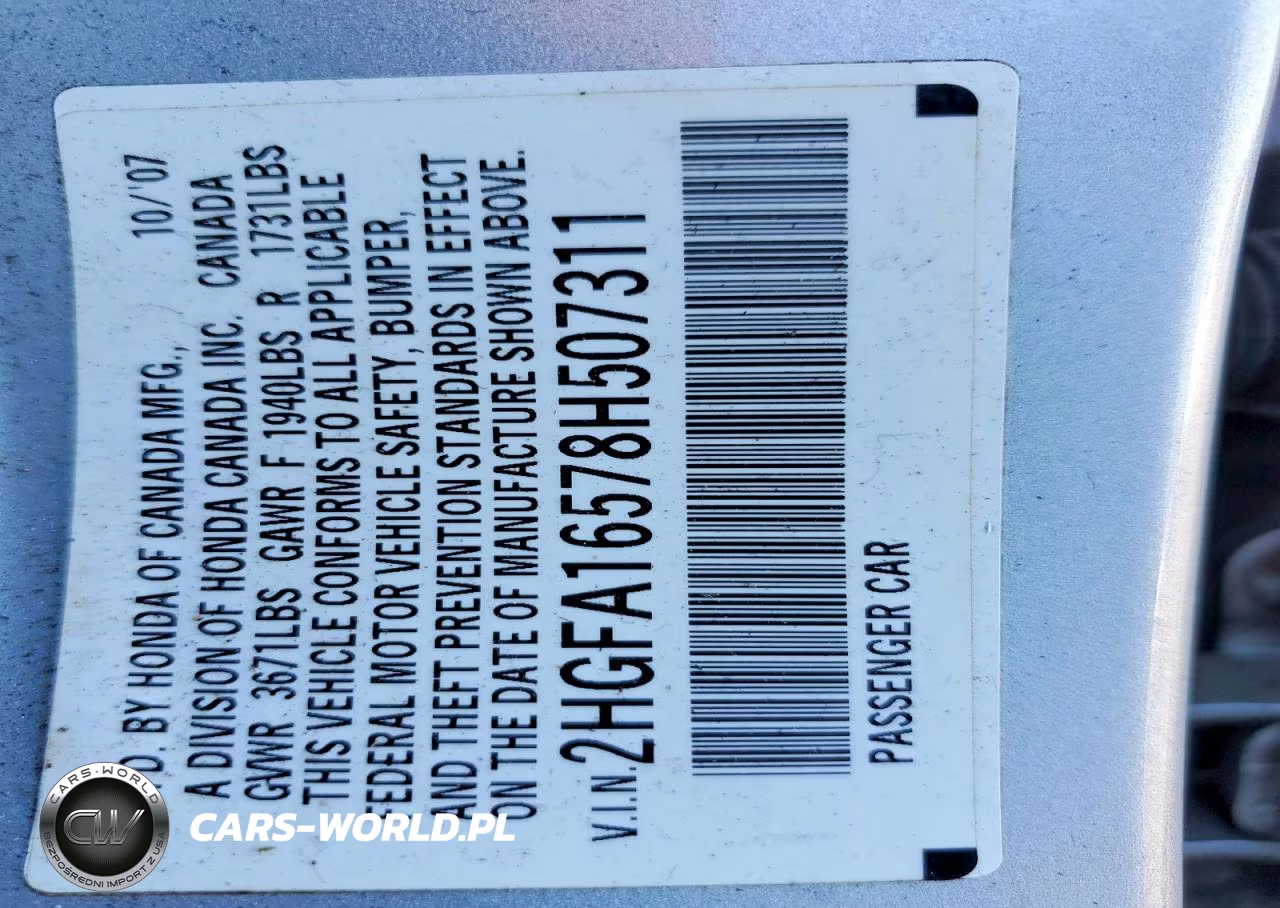 2008 Honda Civic Lx VIN:2HGFA16578H507311 - 12