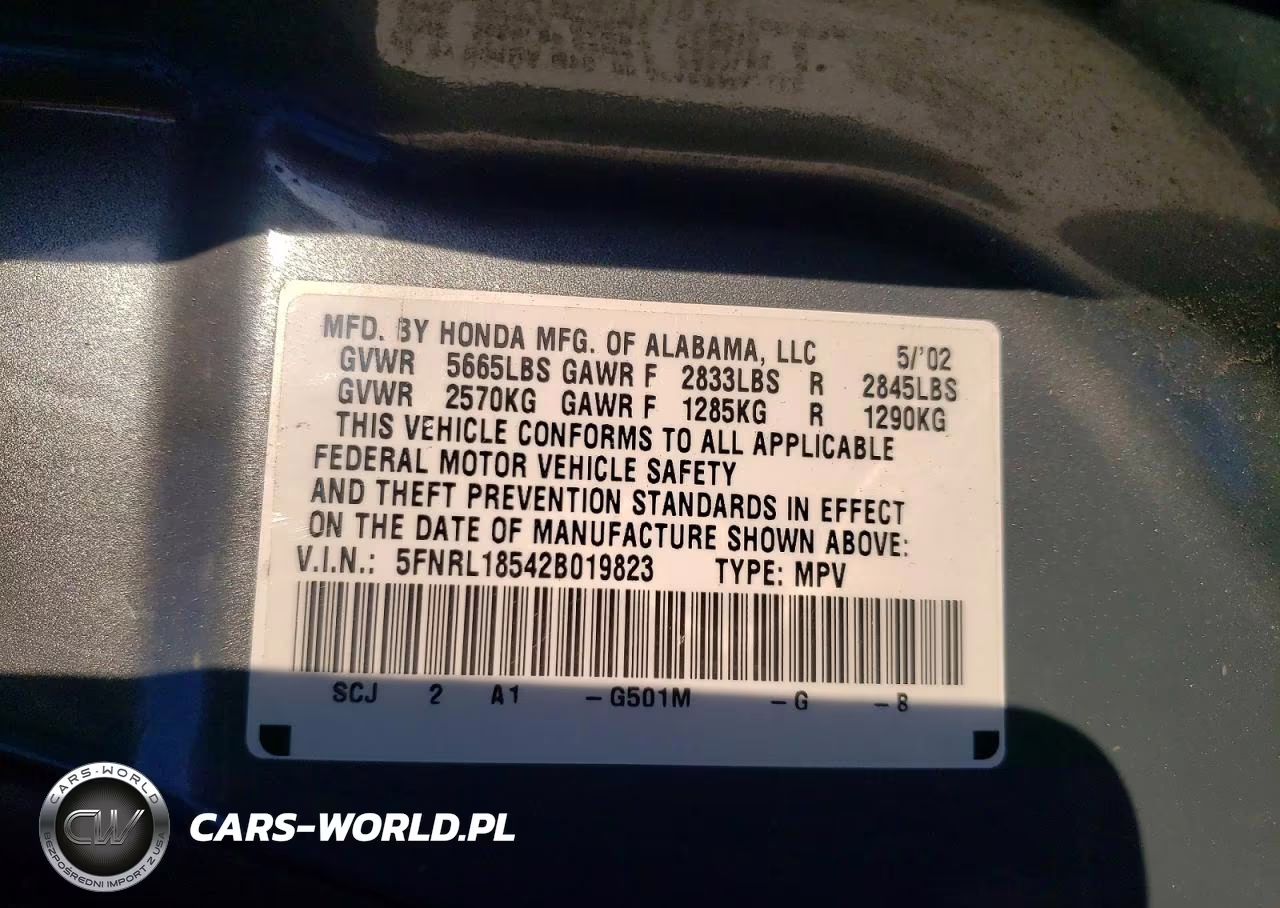 2002 Honda Odyssey Lx VIN:5FNRL18542B019823 - 14