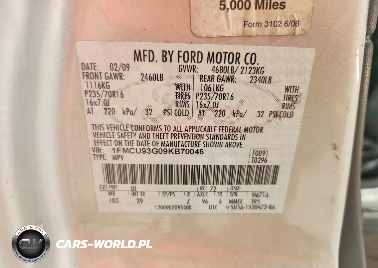 2009 Ford Escape Xlt VIN:1FMCU93G09KB70046 - 13