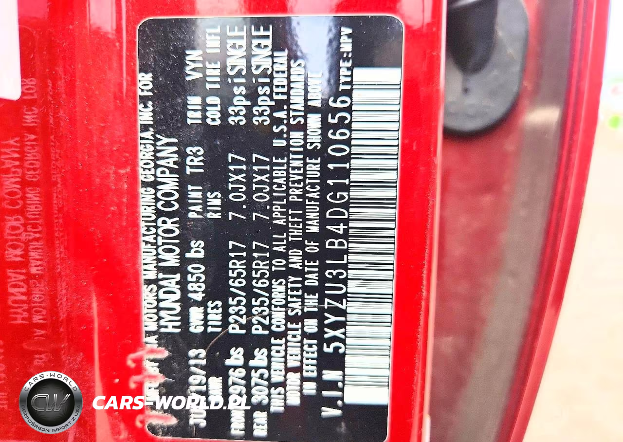 2013 Hyundai Santa Fe Sport 2.4L VIN:5XYZU3LB4DG110656 - 13