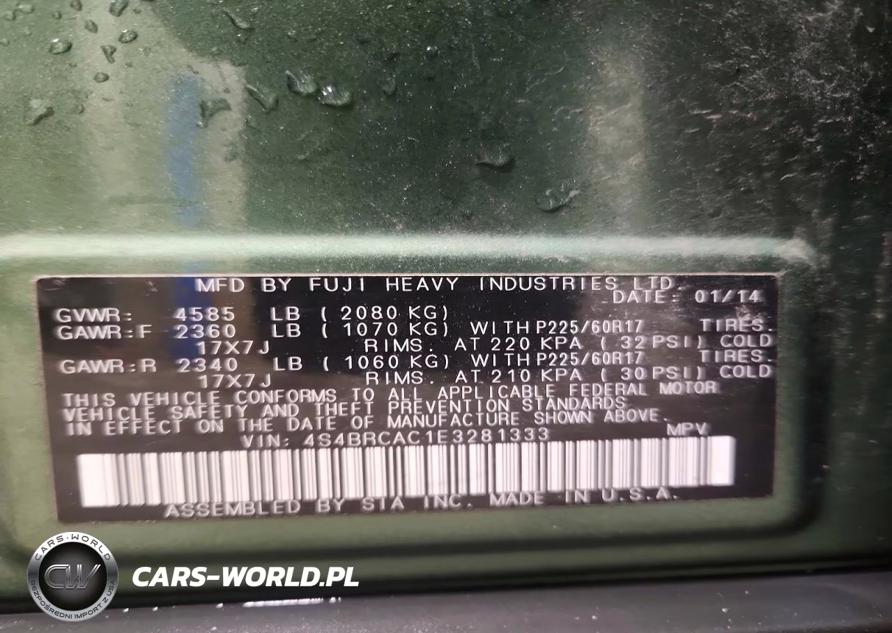 2014 Subaru Outback 2.5I VIN:4S4BRCAC1E3281333 - 14