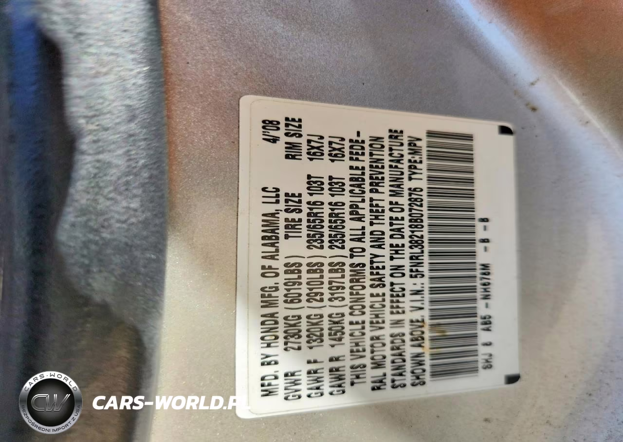 2008 Honda Odyssey Lx VIN:5FNRL38218B072876 - 13