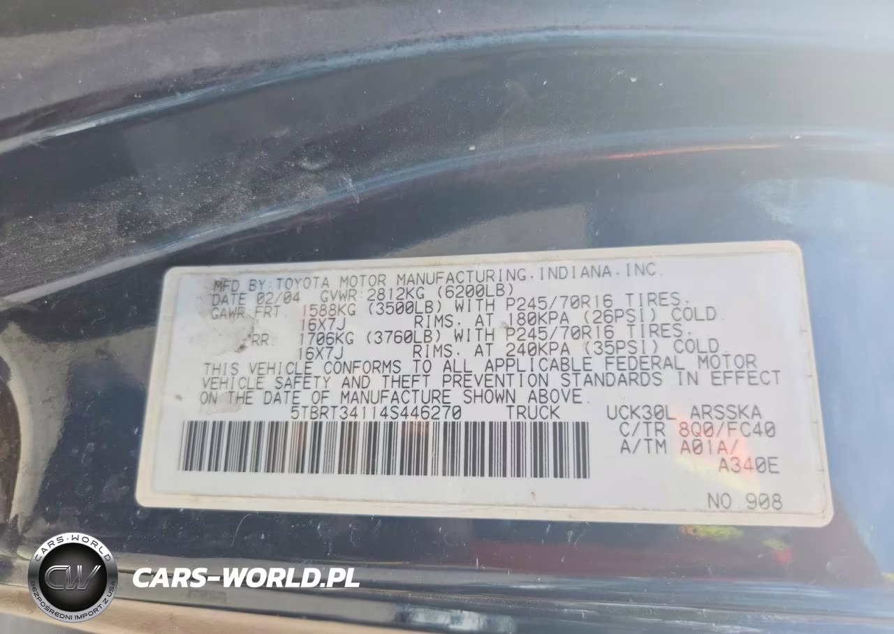 2004 Toyota Tundra Access Cab Sr5 VIN:5TBRT34114S446270 - 12