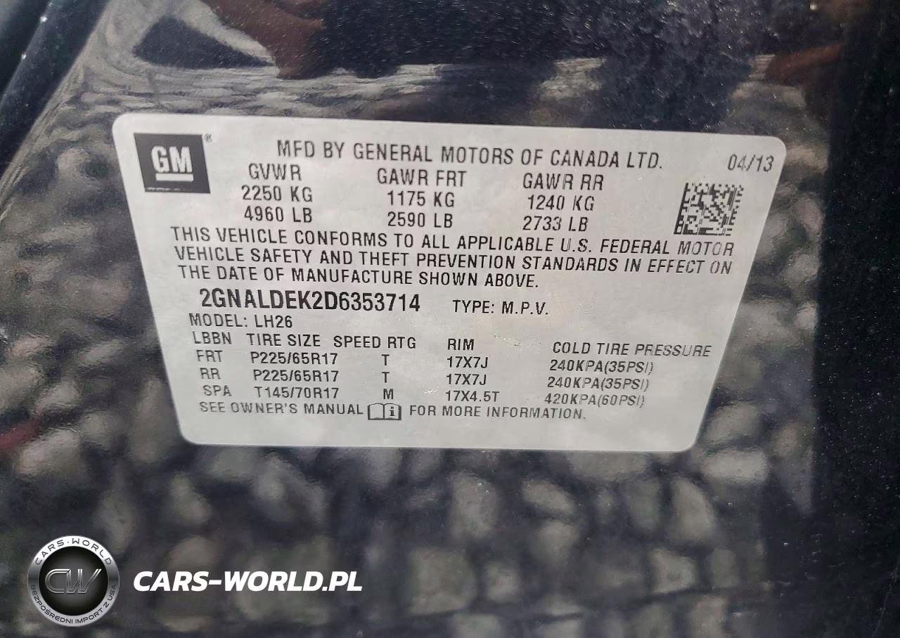 2013 Chevrolet Equinox Lt VIN:2GNALDEK2D6353714 - 13