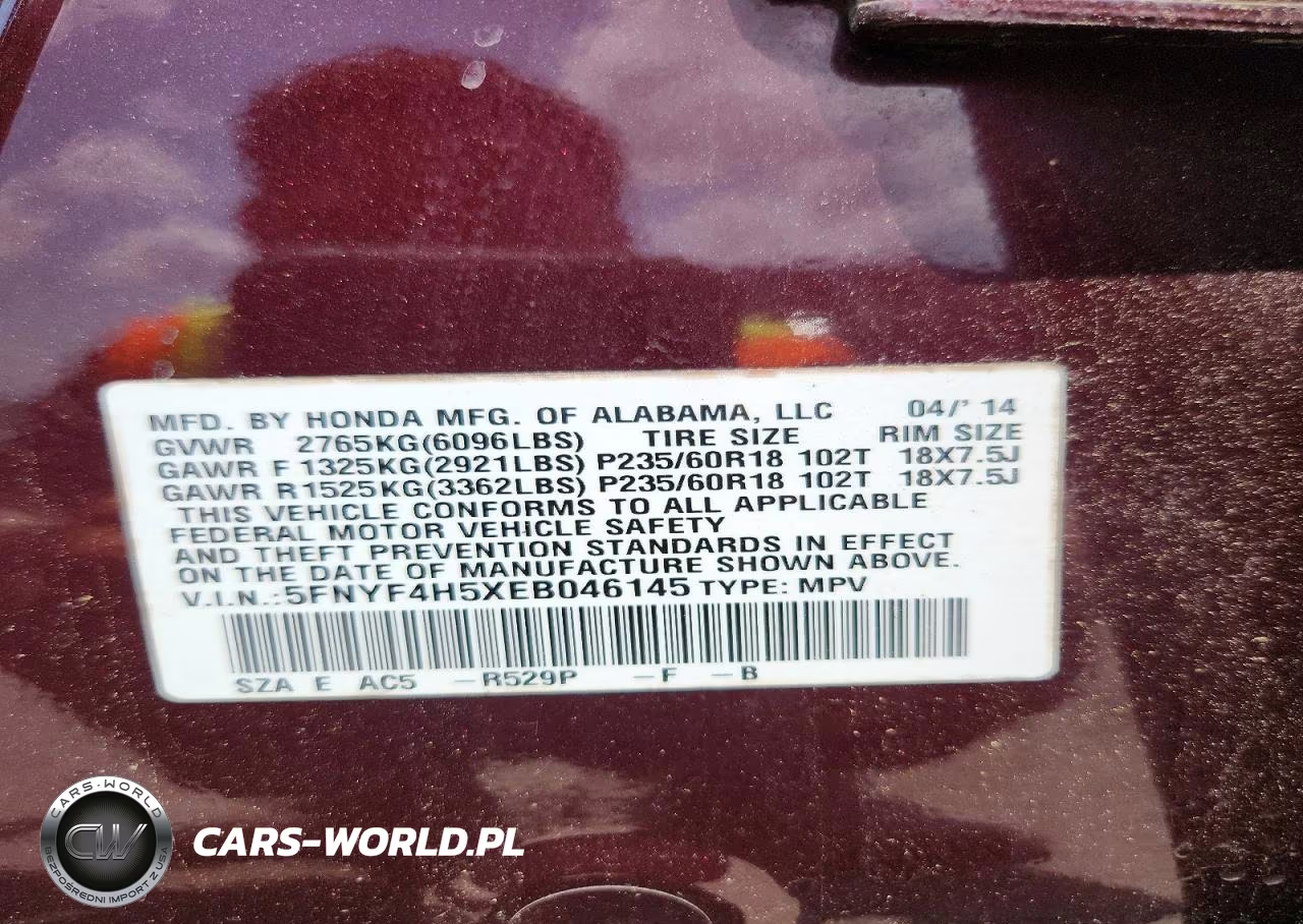 2014 Honda Pilot Exl VIN:5FNYF4H5XEB046145 - 13
