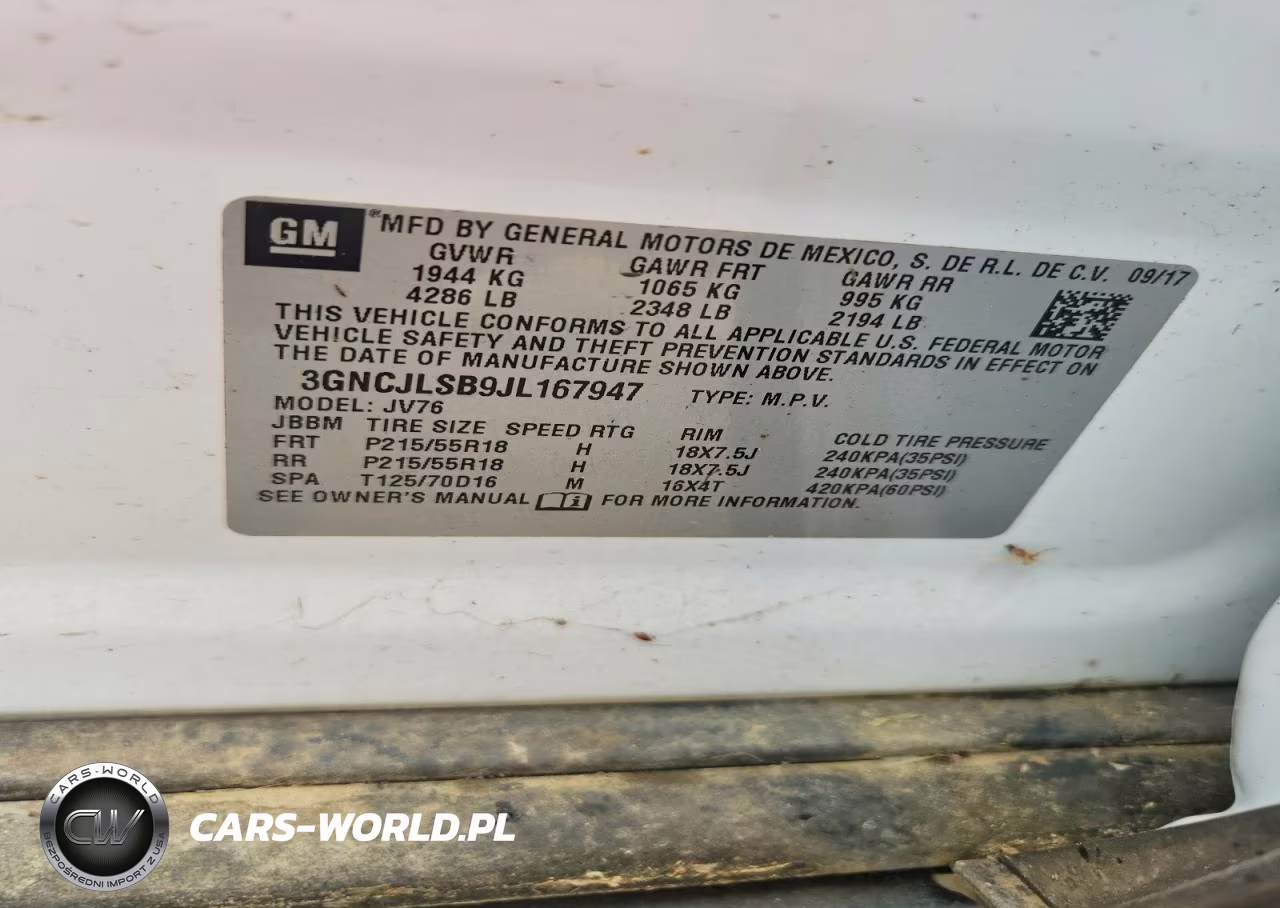2018 Chevrolet Trax 1Lt VIN:3GNCJLSB9JL167947 - 13