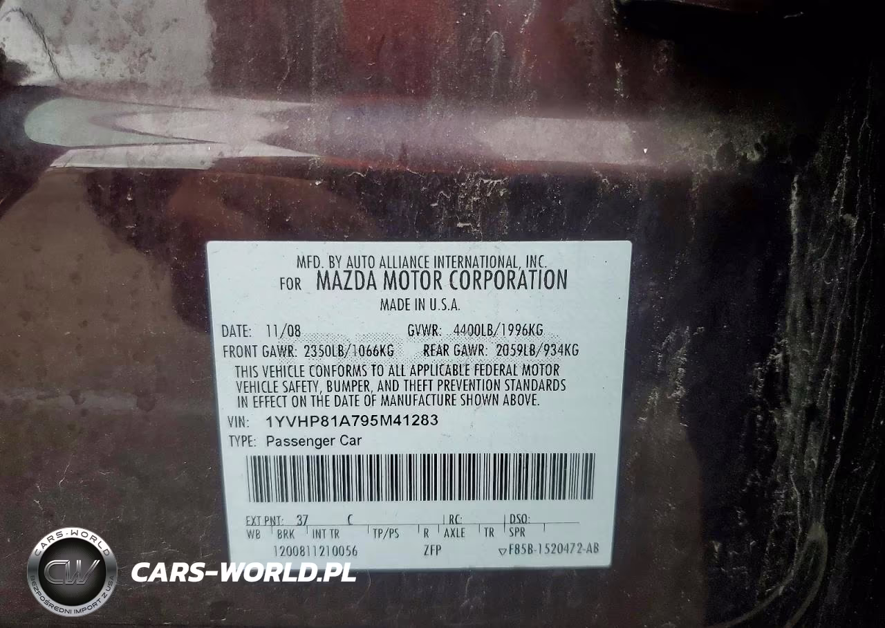 2009 Mazda 6 I VIN:1YVHP81A795M41283 - 12