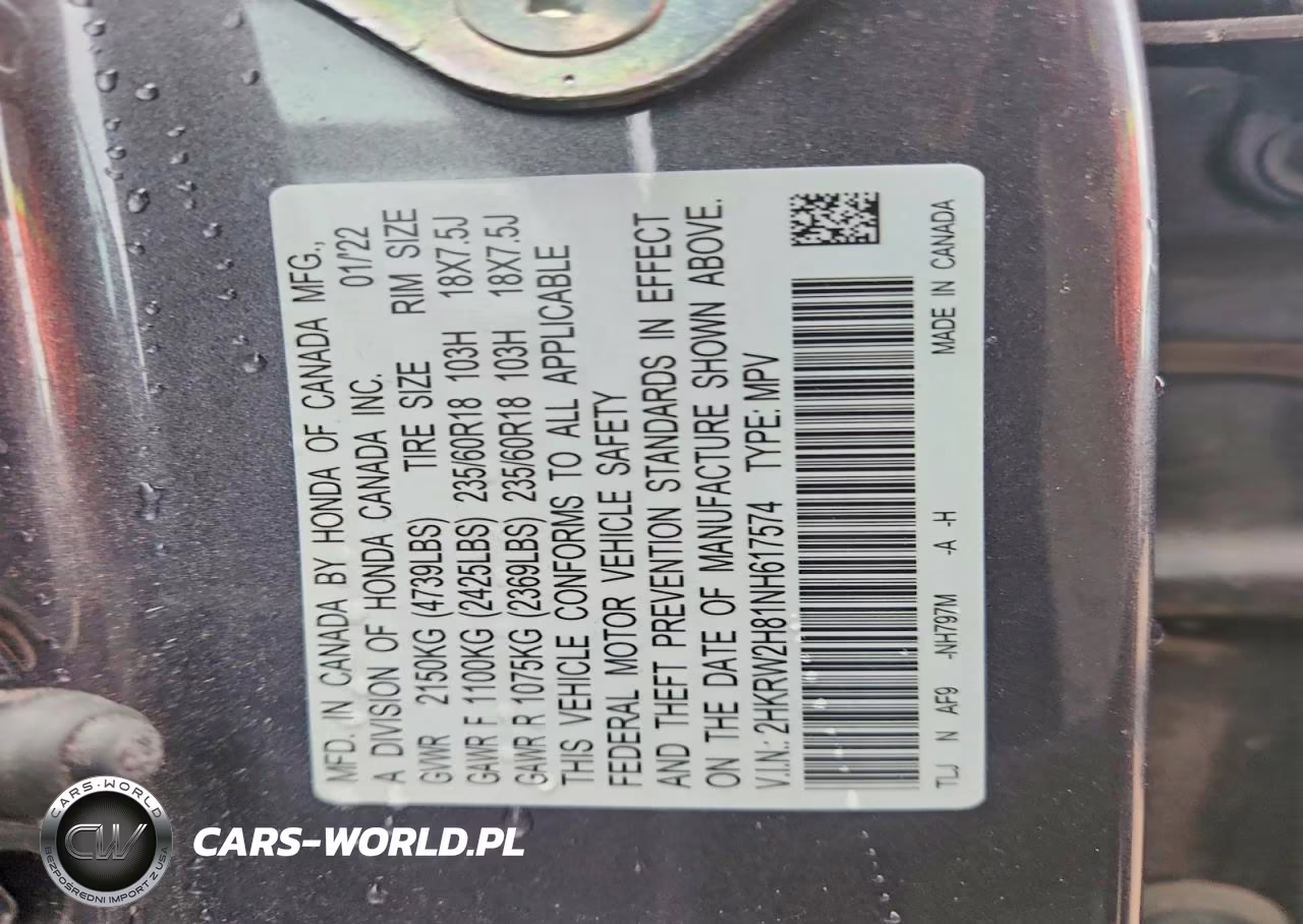 2022 Honda Cr-V Exl VIN:2HKRW2H81NH617574 - 12