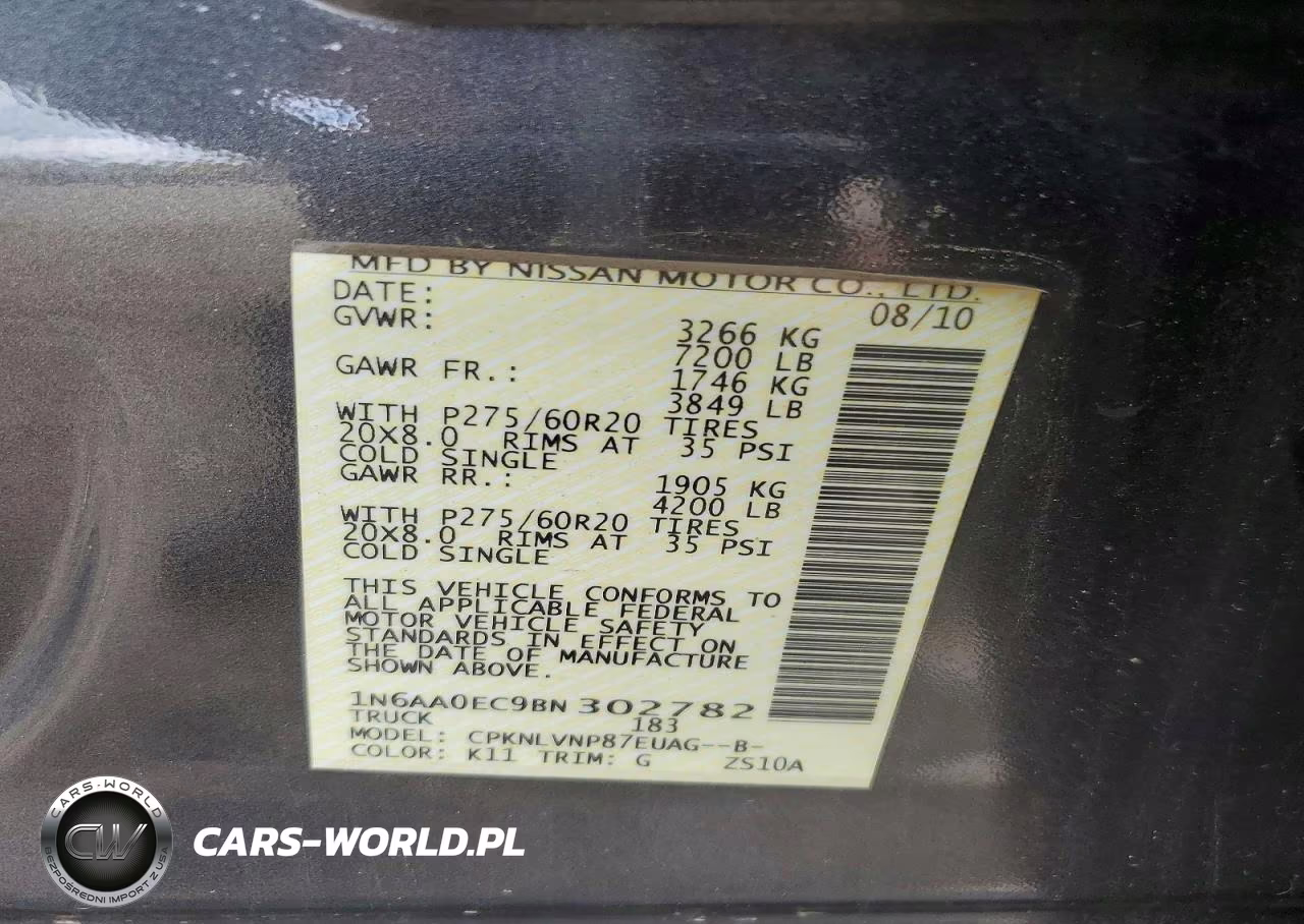 2011 Nissan Titan S-Sv-Sl-Pro-4X VIN:1N6AA0EC9BN302782 - 12