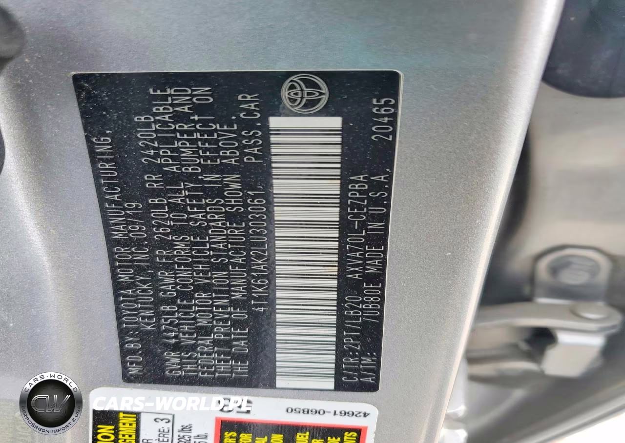2020 Toyota Camry Xse VIN:4T1K61AK2LU303061 - 12