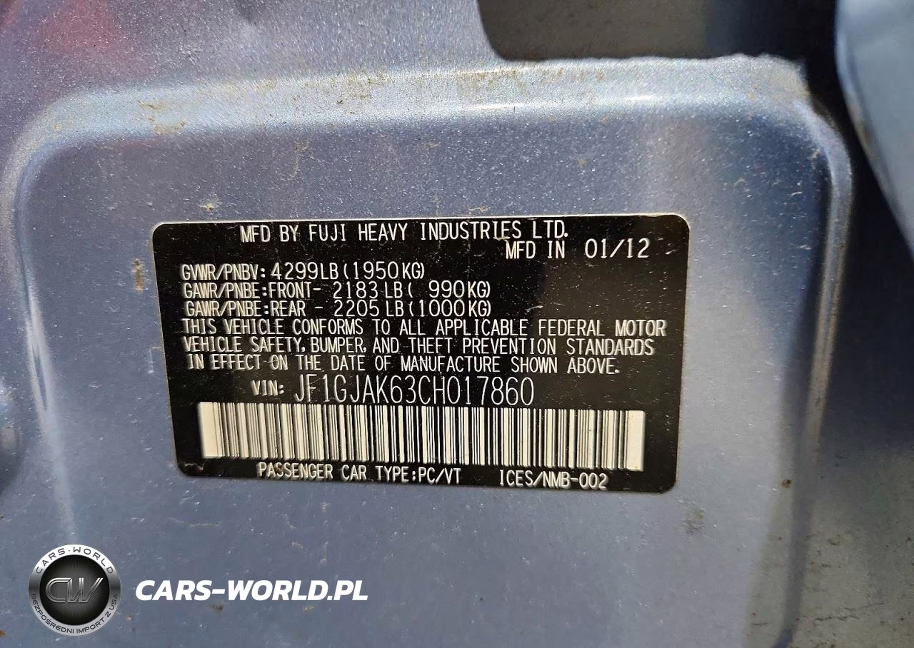 2012 Subaru Impreza Limited VIN:JF1GJAK63CH017860 - 12