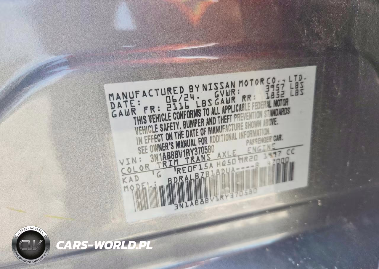 2024 Nissan Sentra S VIN:3N1AB8BV1RY370580 - 12