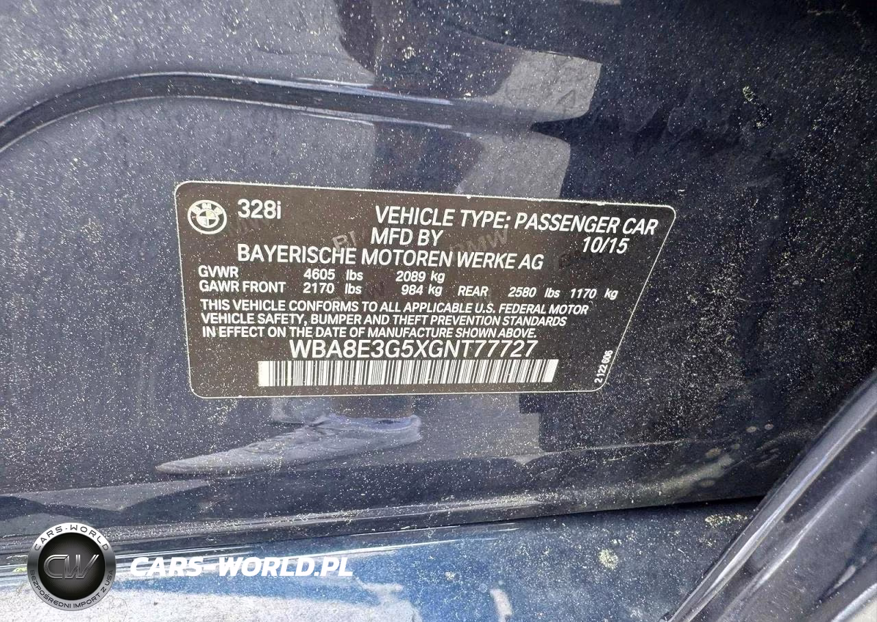 2016 BMW 328 Xi Sulev VIN:WBA8E3G5XGNT77727 - 13