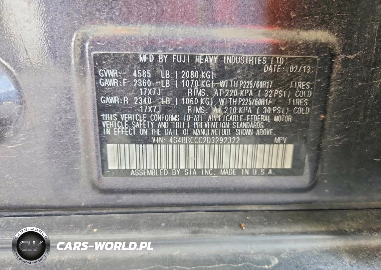 2013 Subaru Outback 2.5I Premium VIN:4S4BRCCC2D3292322 - 13
