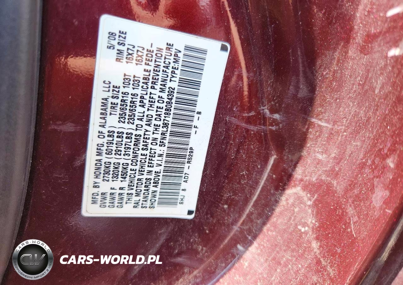 2008 Honda Odyssey Exl VIN:5FNRL38718B084392 - 12