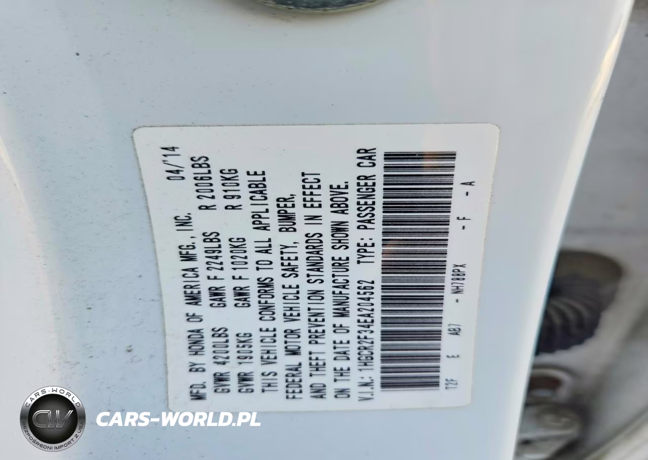 2014 Honda Accord Lx VIN:1HGCR2F34EA204562 - 13