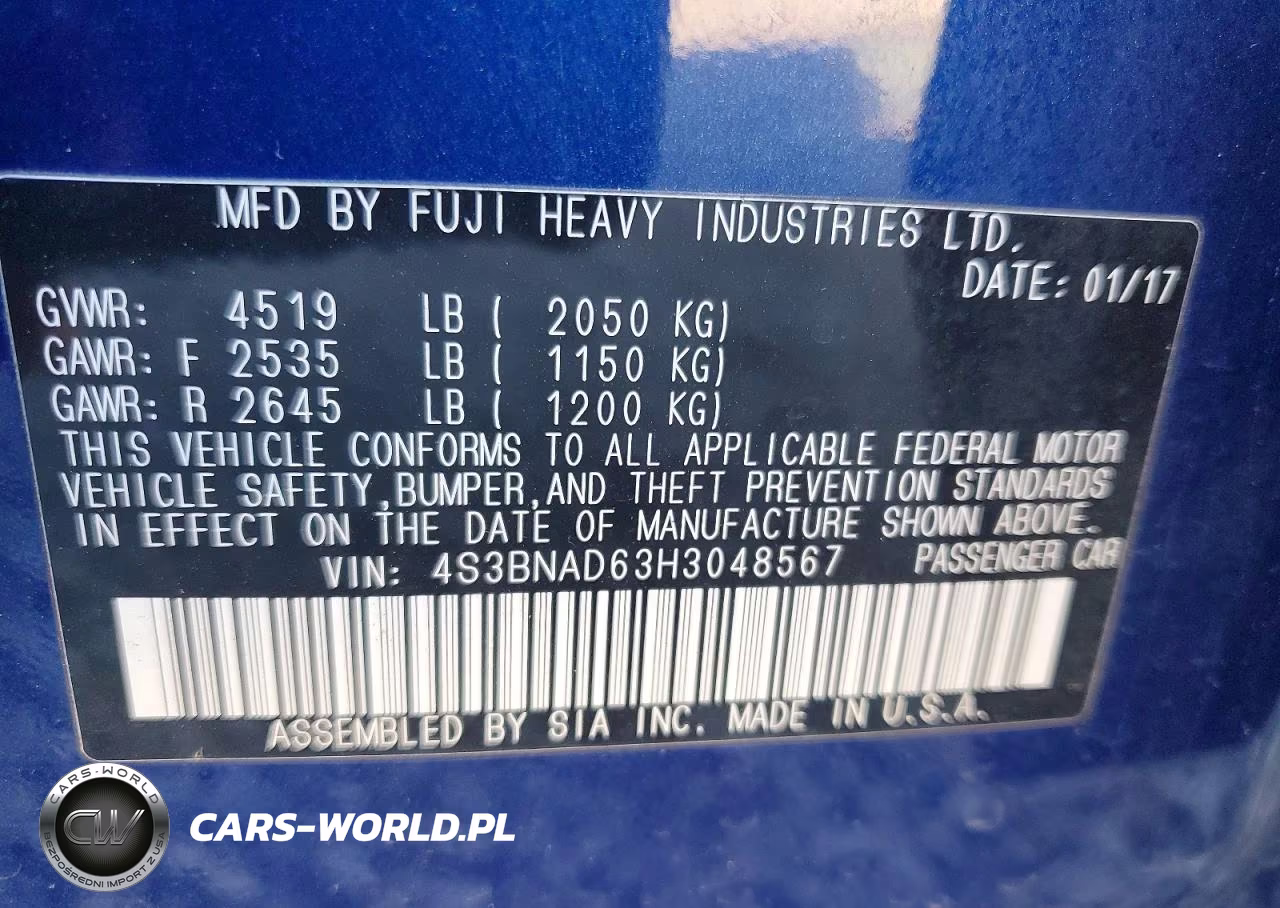 2017 Subaru Legacy 2.5I Premium VIN:4S3BNAD63H3048567 - 12