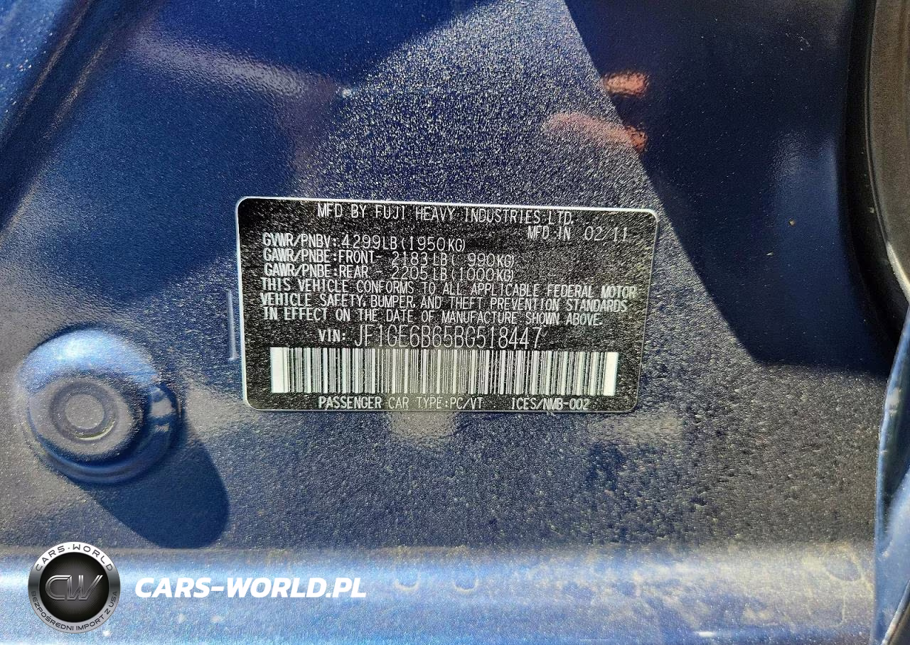 2011 Subaru Impreza 2.5I Premium VIN:JF1GE6B65BG518447 - 12