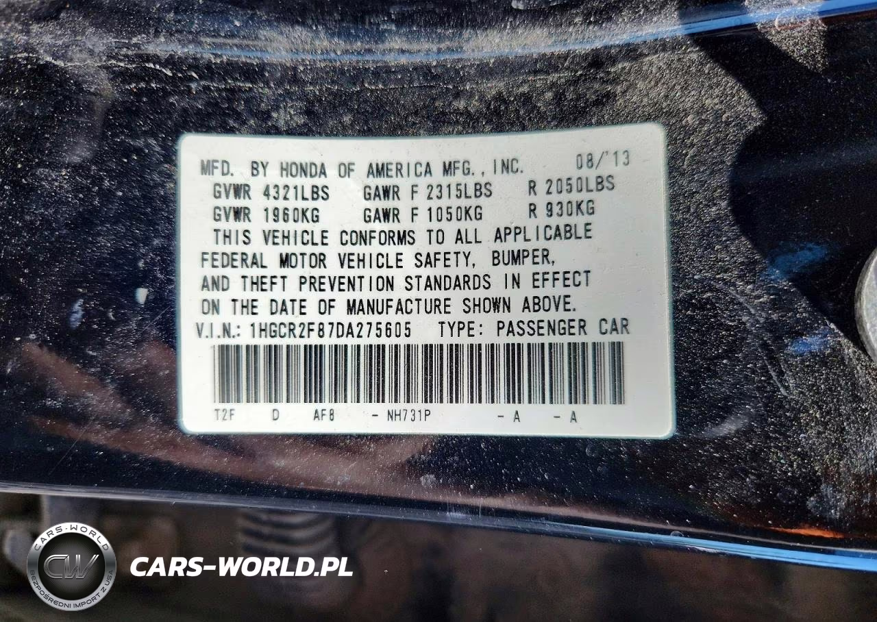 2013 Honda Accord Exl VIN:1HGCR2F87DA275605 - 12