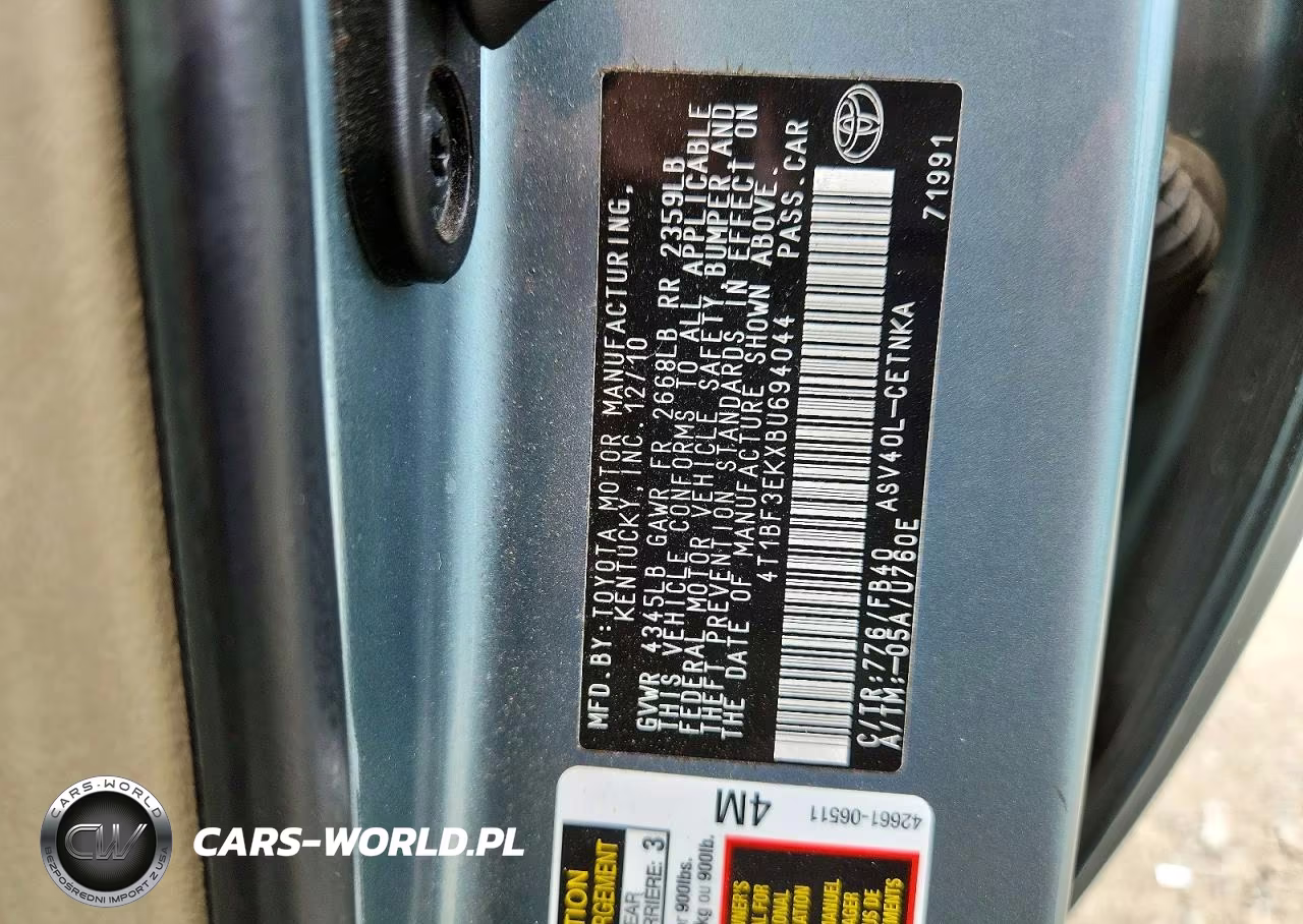 2011 Toyota Camry Le VIN:4T1BF3EKXBU694044 - 12