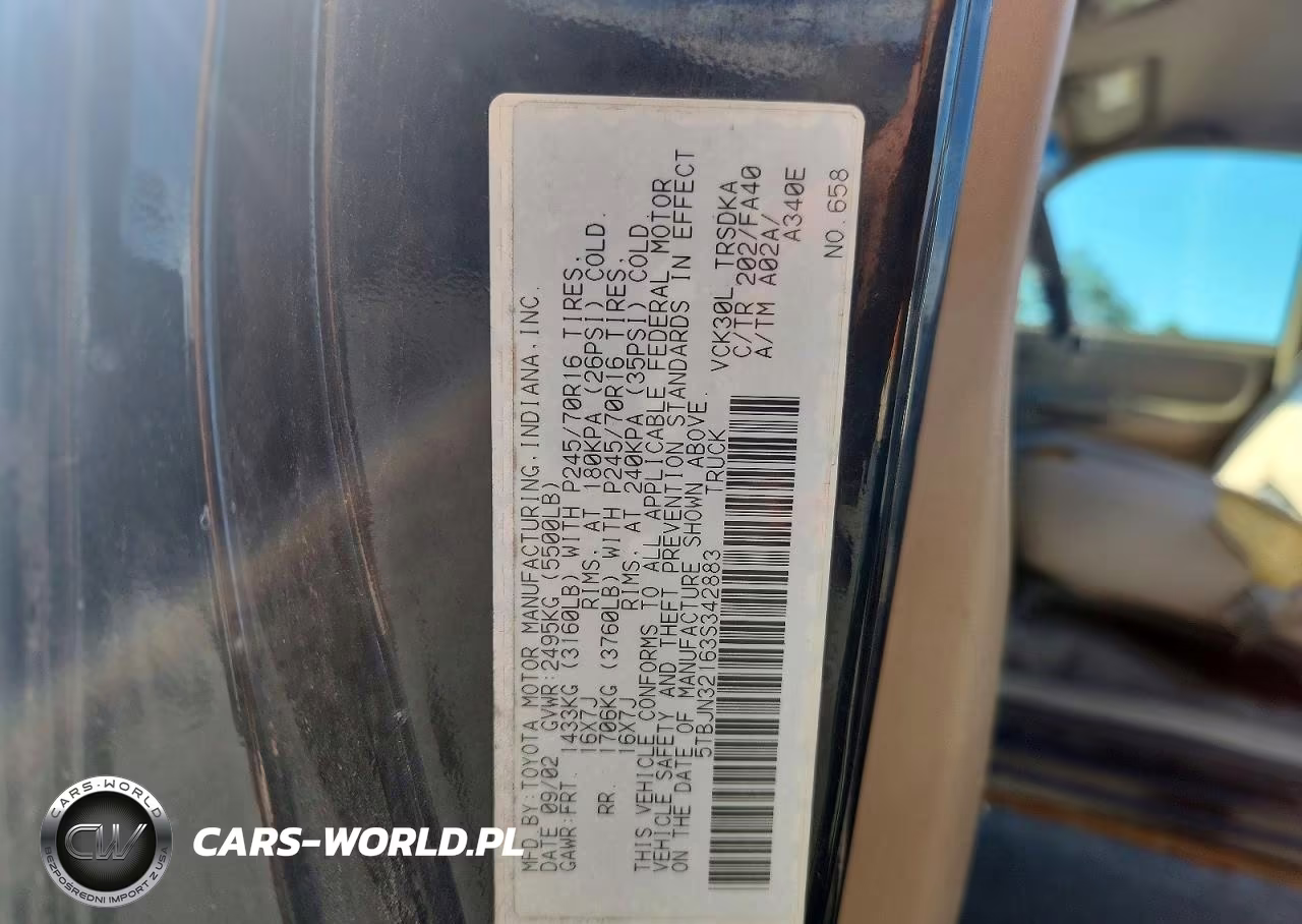 2003 Toyota Tundra Base VIN:5TBJN32163S342883 - 12