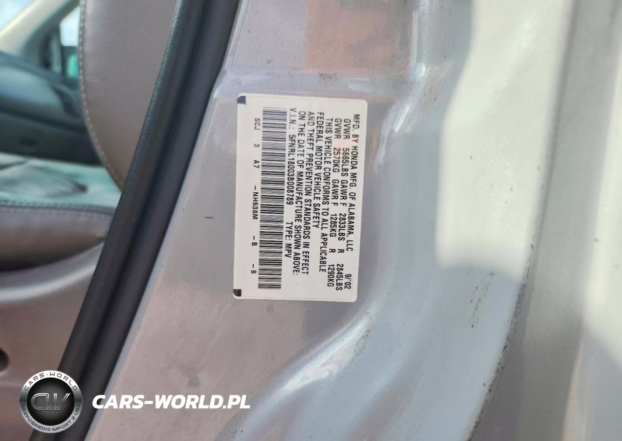 2003 Honda Odyssey Exl VIN:5FNRL18003B008789 - 13