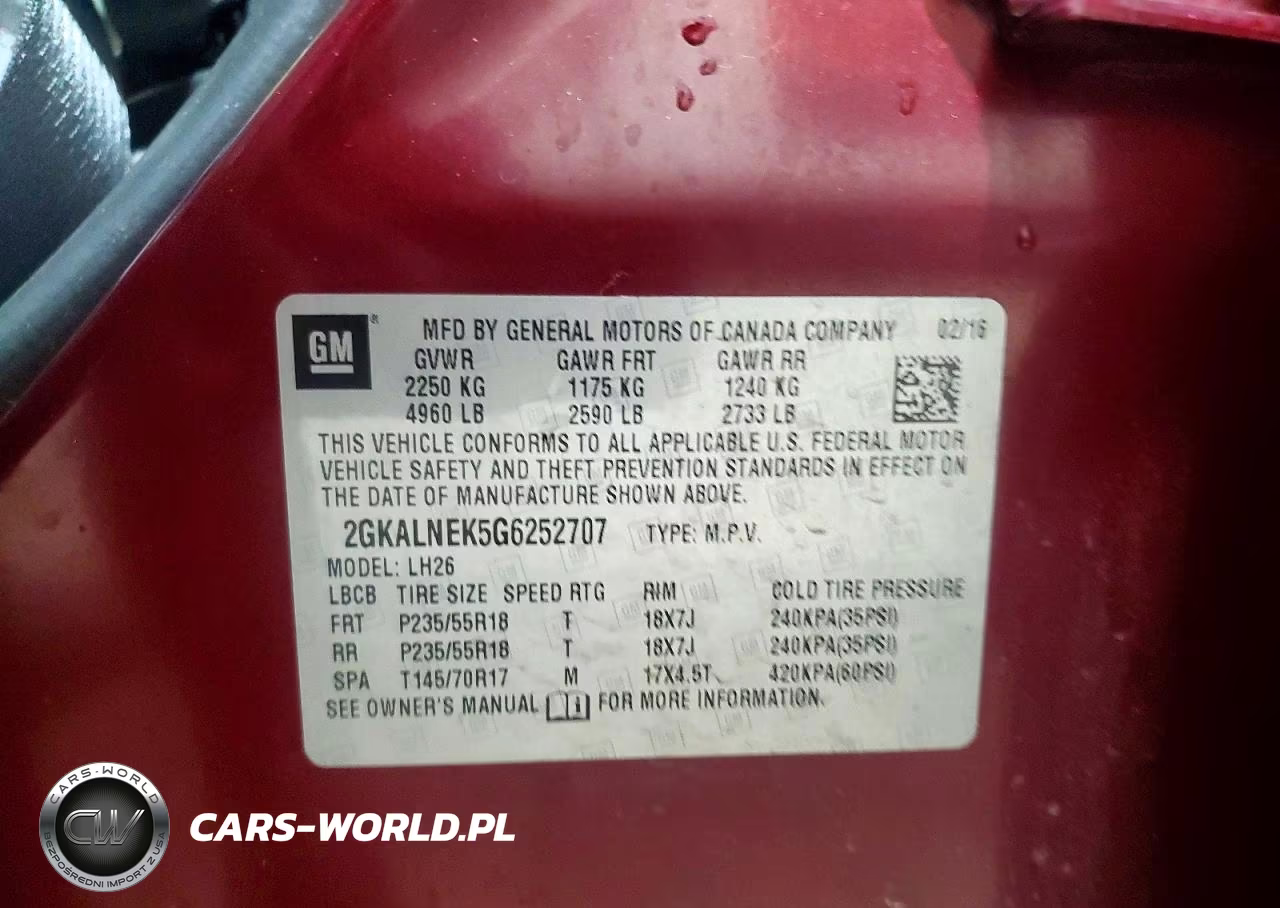 2016 GMC Terrain Sle VIN:2GKALNEK5G6252707 - 12