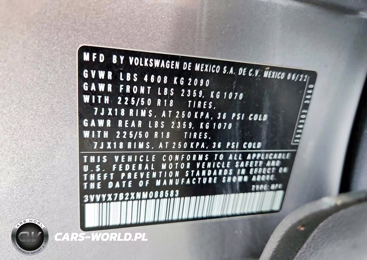 2022 Volkswagen Taos Se VIN:3VVYX7B2XNM088583 - 12